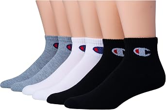 Champion Mens Moisture-Wicking Cushioning & Arch Support Ankle Socks 6-Pack