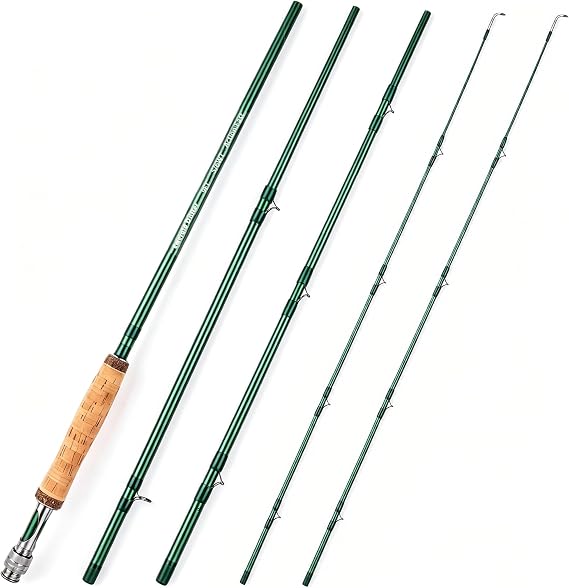 Fly Fishing Rod with Twin-Tip - 4 Pieces 9FT IM8 Carbon Blank Classic Forgiving Medium Fast Action Fly Rod with Extra Tip and AA+ Cork Handle (5WT&8WT)