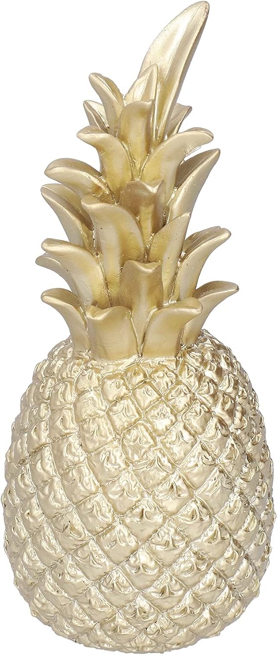 Pineapple Sculpture, Resin Pineapple Figurine Nordic Artificial Fruit Figurine Statue with Bottom Foot Pad for Living Room Bedroom Office (BS942-3 Golden Medium)