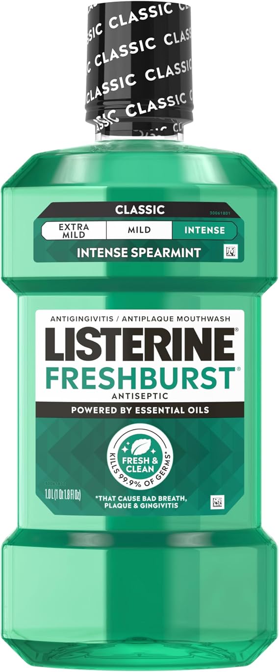 Listerine Freshburst Antiseptic Mouthwash, Spearmint, 33.8 fl. oz/1L