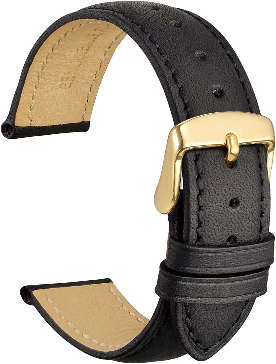 WOCCI Vintage Leather Watch Strap with Gold Buckle, Replacement Band for Men and Women, 14mm 15mm 16mm 17mm 18mm 19mm 20mm 21mm 22mm 23mm 24mm