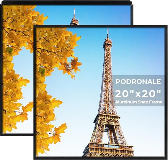 20x20 Poster Frames, 2Pcs, Plexiglass,Black Aluminum Snap Frame