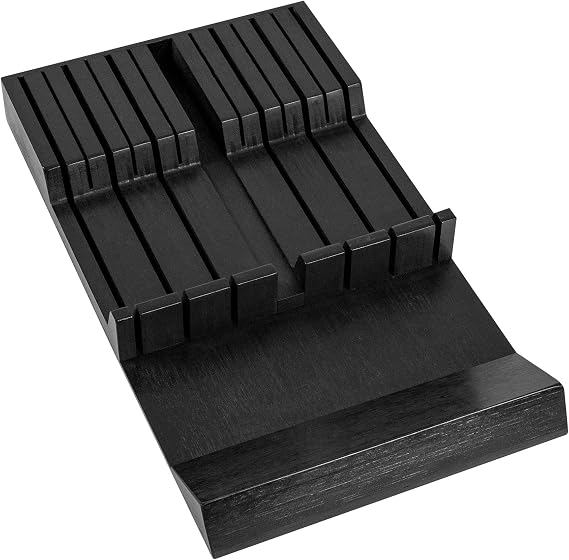 Utoplike Bamboo Knife Drawer Organizer, In-drawer Knives Block for Kitchen