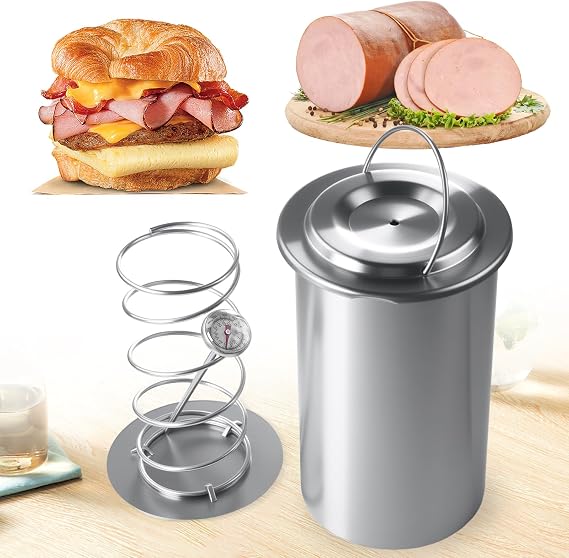 Joyeee Ham Maker Meat Press-Lunch Meat Press Mold for Deli Meats with Cooking Thermometer, Food Grade Stainless Steel Gourmet Cooking Tools for Making Homemade Sandwich Lunchmeat Seafood Poultry Patty