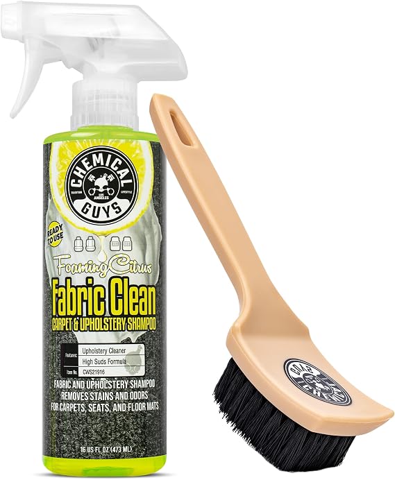 Chemical Guys, Citrus Fabric & Carpet Cleaner Spray with Brush Kit, 16 oz | With heavy duty nifty interior brush, citrus scent kit, fabric spray and interior brush combo kit, ready for immediate use