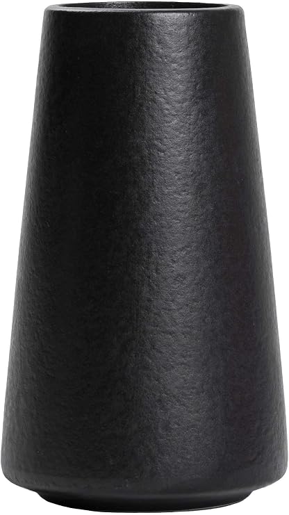 Simple Boho Ceramic Flower Vase for Home Decor (Matte Black,Small)