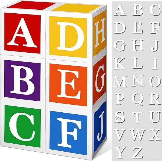 ReliThick 6 Letter Boxes Party Colorful Block,Bright Color,Smooth Plain