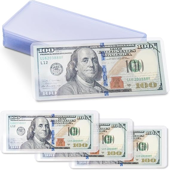30 PCS Clear Banknote Holders, Hard Plastic Currency Holder for Bills Dollar Bill Sleeves, Currency Sleeves Dollar Bill Holders for Collectors, Money Protector for Bills