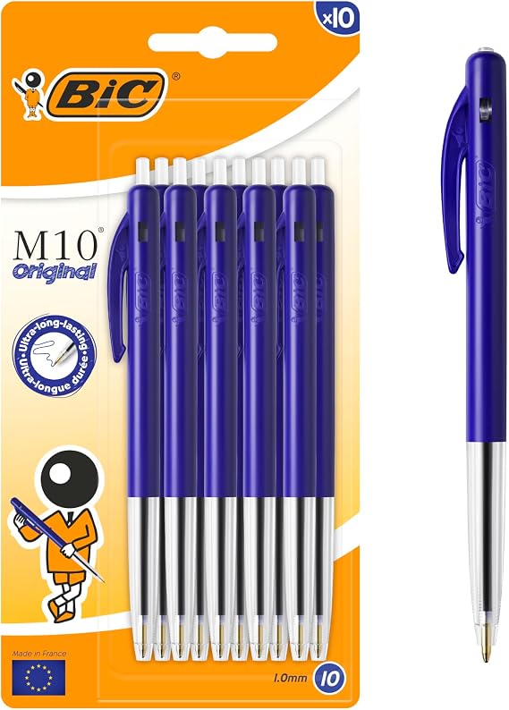 BIC M10 Medium Ballpoint Pens - 1 Pack of 10 - Blue