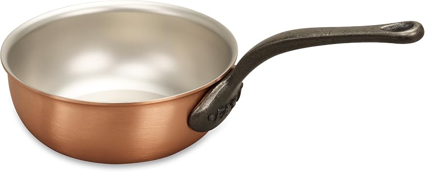 18cm Copper Saucier with cast iron handle and stainless steel interior - 1.33 litres