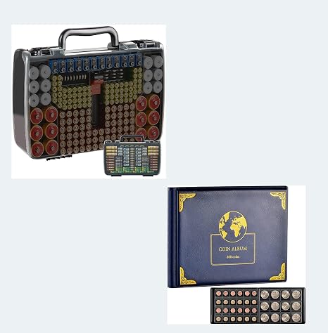 Battery Organizer Storage Holder Box and Coin Collection Supplies Holder Book for Collectors Bundle