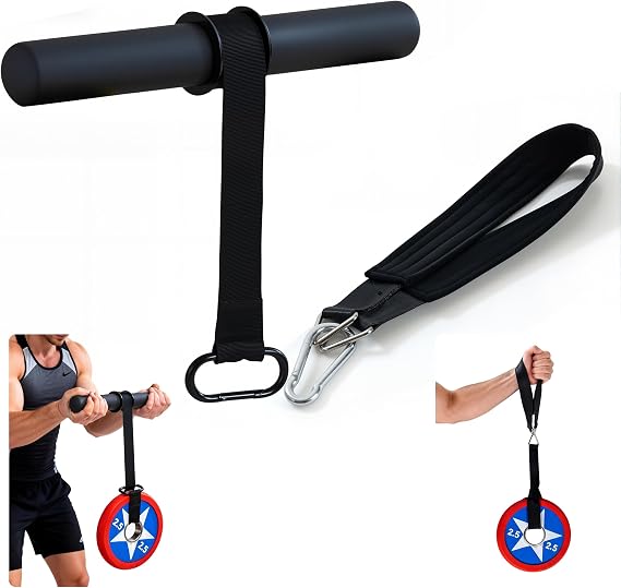 Wrist Roller Forearm Strengthener with Wrist Strap, Thick Carbon Steel Forearm Exerciser Grip Strength Trainer, 300 LB Nylon Webbing for Single-Arm Pull Training, Home Gym Wrist Trainer