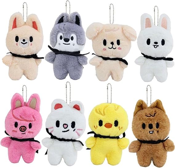 RHEETADA 8 PCS Skzoo Keychains Stray Kids Plush Keychains Set