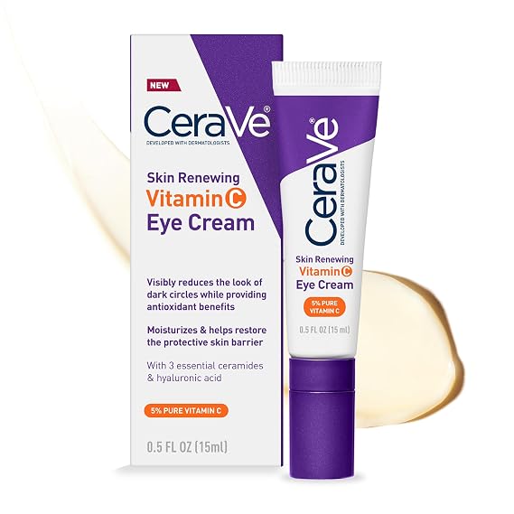 CeraVe Vitamin C Eye Cream, Hyaluronic Acid Under Eye Brightener, 0.5oz