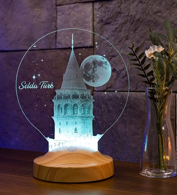 Galata Tower Gift for Lover, Gift for Spouse Personalized Led Lamp, Birthday Gift Named Galata Tower Gift