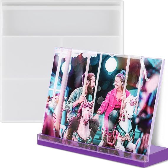 NiArt Epoxy Resin Casting 7"x5" Rectangle Photo Frame+Holder Silicone Mold Kit DIY Art Craft Large Personalized Picture Display Agate Home Decoration Plaster UV Handmade Valentine Mother Wedding Gift