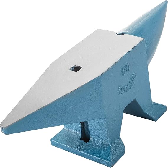 Vevor Single Horn Anvil 110Lbs Cast Steel Anvil Blacksmith for Sale Forge Steel Tools W/Round And Square Hole and Equipment Anvil Rugged Blacksmith Jewelers Durable and Robust Metal Working Tool