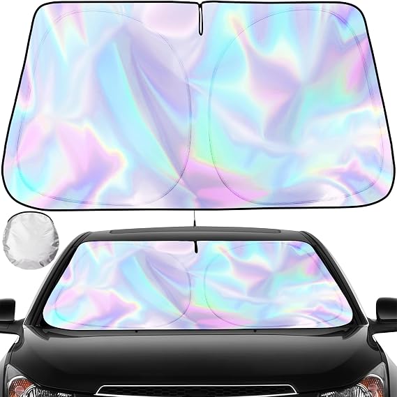 Iridescent Windshield Sun Shade, Reflective Car Sunshade, 57 x 31.5 in