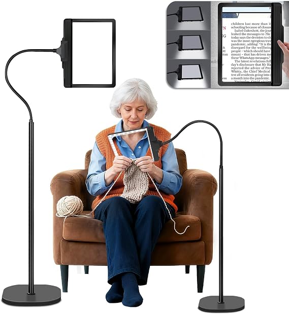 NZQXJXZ 5X Rechargeable Floor Magnifying Glass with Light and Stand 2-in-1