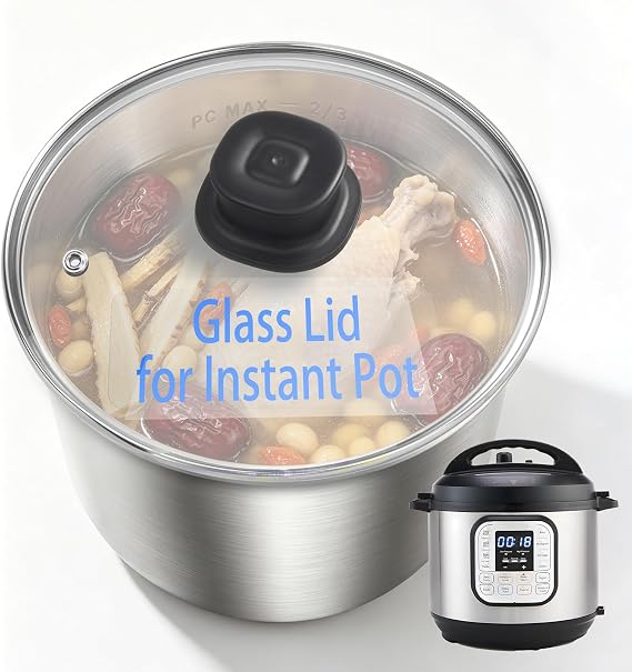 Lid for Instant Pot 6 QT & 5QT, 9.4IN Glass Pot Cover for Instapot 6 Quart | Tempered Glass, Heat Resistant Handle, Reusable glass Lids for Bowl and Food Cover, Lid Replacement Accessory for Instant Pot