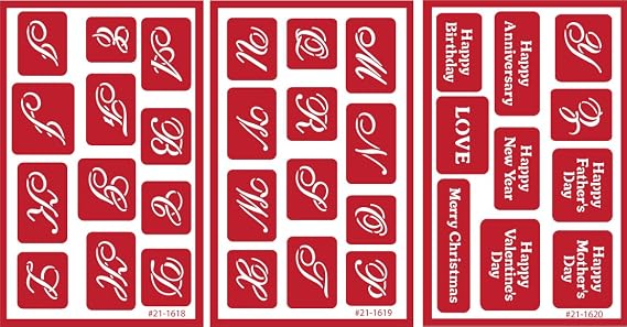 Armour Etch Over N Over Stencil, 7/8-Inch High Alphabet, 3 Pages