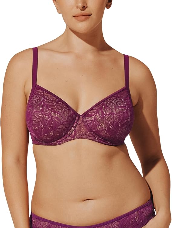 Thirdlove Feather Lace Demi Bra for Women, Adjustable Straps