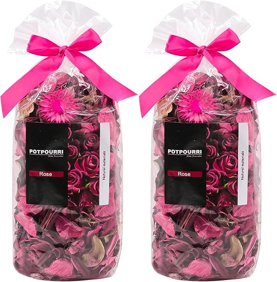 Potpourri Bags - Rose Scented Dried Flowers, Home Fragrance & Decorative Bowl Vase Filler, Table/Home Decor - 2 Bags (8.1oz)