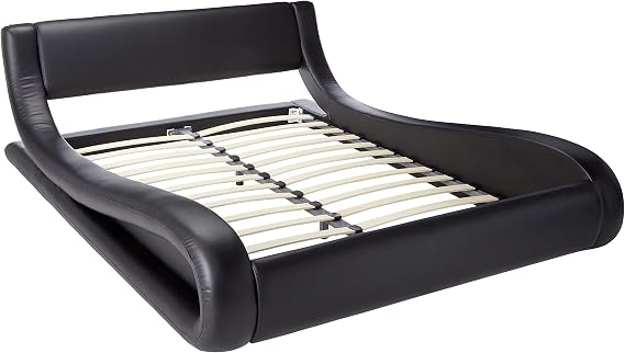 Dona Black Faux Leather Modern Bed