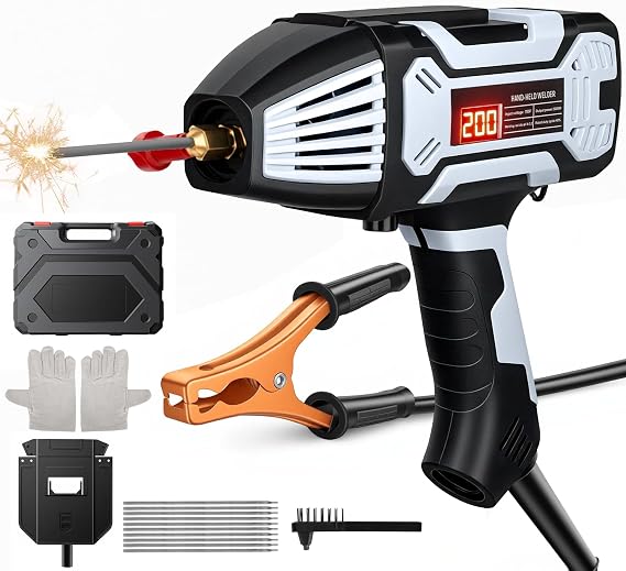 Portable Welding Machine Handheld, 220V ARC Welder Machine with IGBT Inverter 20-200A Current Adjustment, Electric Welder Machine Fits for 3/32"-1/8" (2.5-3.2mm) Wire Rods