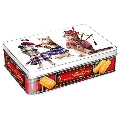 Campbells Shortbread Fingers MacDonalds Range - Dancing Cats Collectible Tin 300g 10.5 Oz, Pure Butter Scottish Shortbread Cookies from Scotland, British Tea Biscuits Gift Tin, Scottish Snacks