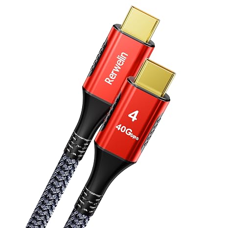 240W for Thunderbolt 4 Cable 3.3FT, 40Gbps USB 4 Cable, 8K@60Hz, 4K@144Hz USB C Display Cable for iPhone 17, Mac mini M4, Docking, eGPU, SSD, Surface Pro, MacBook Pro M4 M5