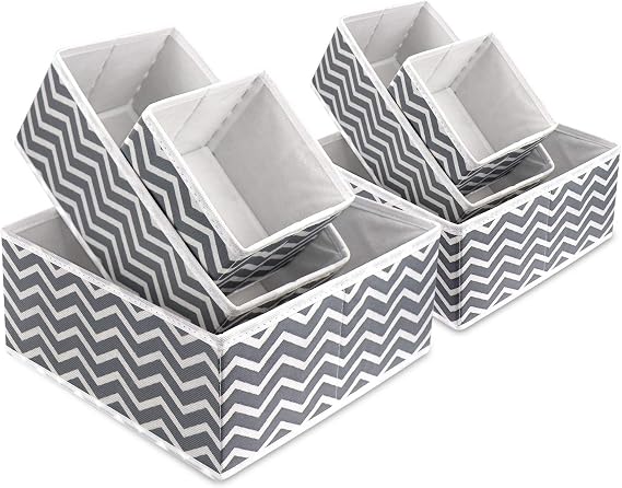 Fabric Storage Box Foldable Wardrobe Drawer Dividers Closet Dresser Organiser Collapsible Cloth Drawer Insert Cube Basket Bins Container for Underwear Socks, Neck Ties, Scarves, and Handkerchiefs