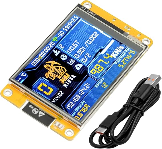 V2 Mining Bitcoin Binghe 1060KH/s V2 Bitcoin Miner mit 2.8 TFT Display ESP32 WROOM Bitcoin Miner BTC Solo Lottery Bitcoin Crypto Lottery-Mi-ner Kompatibel mit Nerd-Miner