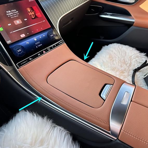Center Console Gear Shift Storage Panel Cover Fit for Mercedes-Benz C-Class W206 S206 2022-2025 CLE C236 (Brown Leather)