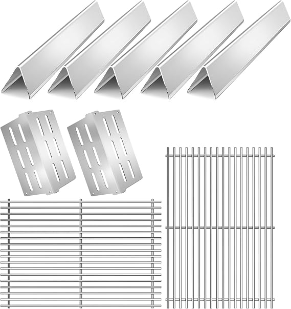 2Pack 9MM 7524 7528 Cooking Grates with 7622 Heat Deflectors 7620 Flavorizer Bars for Weber Genesis Grill Replacement Parts E-310 E-320 E-330 S-310 S320 S-330 EP-310 EP-320