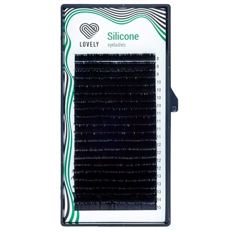 LOVELY Silicone Individual Eyelashes for Eyelash Extensions – Black Eyelash Extensions with C D L M Bend Single Eyelash Extension with 16 Rows D Bend Thickness: 0.07 mm Length: Mix Box