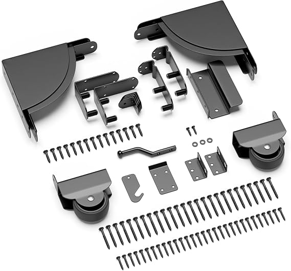 Heavy Duty Sliding Gate Kit, Adjustable Sliding Gate Hardware Kit for Wood Fence, Anti Sag Gate Kit Gate Corner Brace Bracket with Gate Latch, Fence Gate Kit for Driveway Gates, Pool Gates