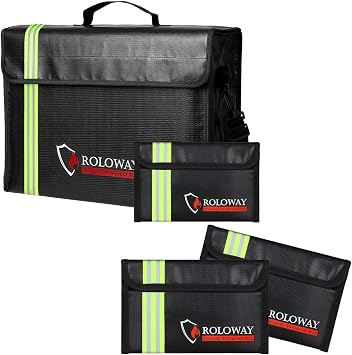 ROLOWAY Large Fireproof Bag Set with Reflective Strip & Fireproof Money Bags with Reflective Strip
