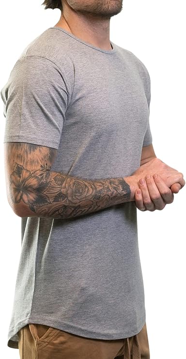 ShirtBANC Black Hipster Hip Hop Long Drop Cut Mens Shirt Dance Dropcut Tshirt Scallop Hem Urban Streetwear Essential Tee