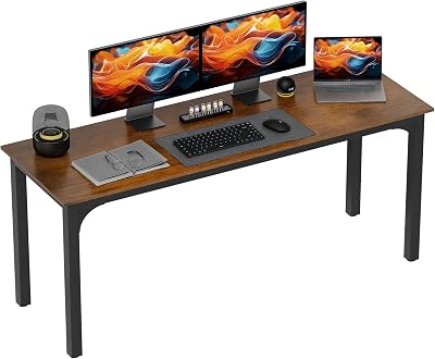 HOMCOM Modern Simple Large Computer Desk, 71 Long Home Office Desk for Two Person, Multi-Purpose Computer Table for Home Office Study, Rustic Brown