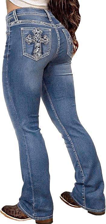 Flamingals Butt Lifting Bootcut Stretchy Casual Fall Winter Trendy Jeans