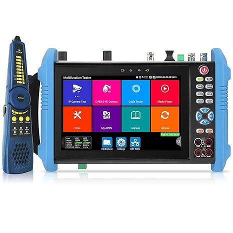 Rsrteng IPC-9800MOVTADHS Pro Full Features CCTV Camera Tester 8K 32MP IP Camera Tester wtih POE++ Max 90W, CCTV Tester with 4K TVI CVI AHD SDI Support DMM OPM TDR 1CH SFP HD VGA WiFi Network Tools