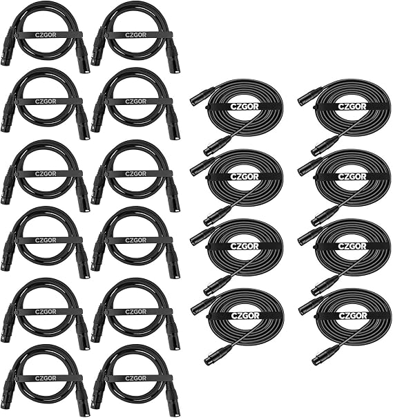 DMX Cable 3.2 ft 12 Pack and DMX Cable 10 ft 8 Pack