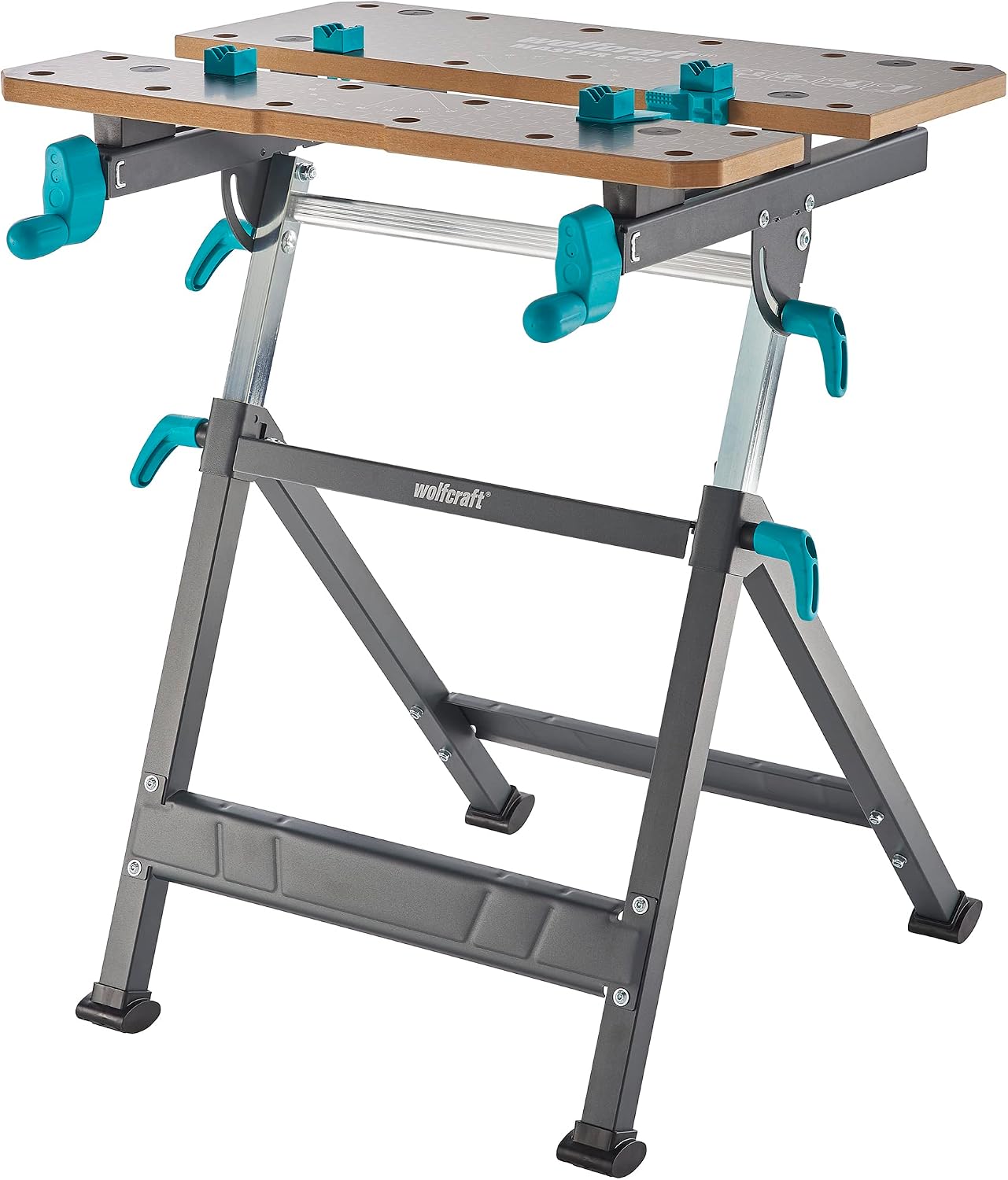 wolfcraft Master 650 ERGO I 6870000 stretching and workbench I stepless height adjustment I additional placement board I Mobile can be used to expand the work surface