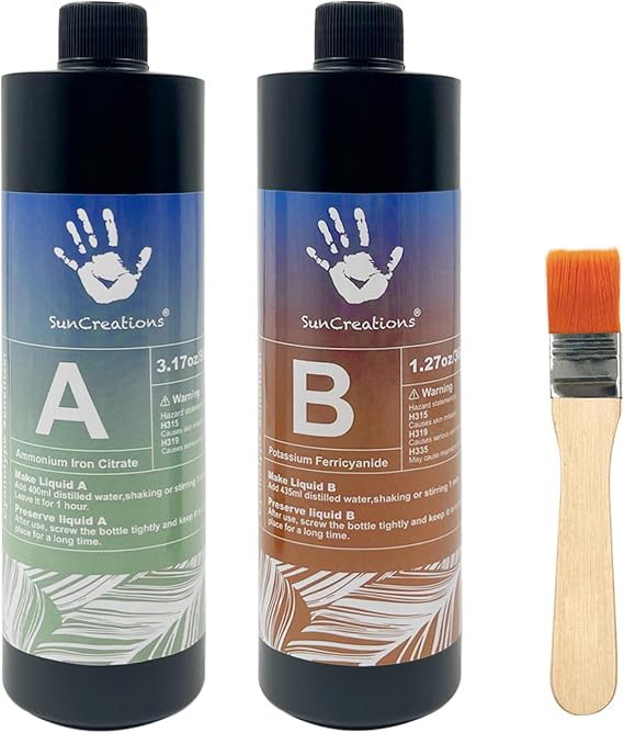 Cyanotype Kit, 15 oz/Each Large Blue Printing Solution | Nature & Sun Printing Kit, Easy Steps, All-in-One Set, Fade-Resistant Prints, for Beginners, Artists, Classrooms & Workshops