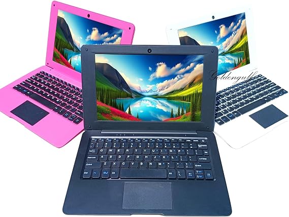 Laptop Computer Mini 10 Inch Quad Core Powered by Android 12 Netbook 64GB Small Computer with WiFi Webcam Bluetooth,Charger Mouse Included,Suitable for Children and Students, 4 Color Options (Black)