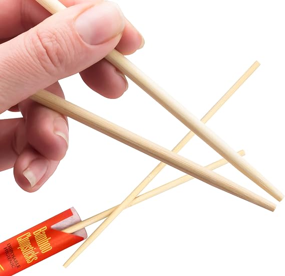 Individually Wrapped, Disposable 9 in Bamboo Chopsticks 100 Pk. Sleeved and Separated for Use in Chinese, Hibachi or Asian Restaurants. Splinter-Free Wrapped to Include with Carryout, Togo and Takeout