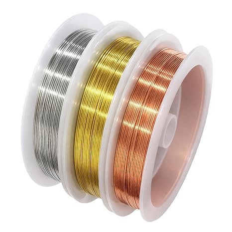 3PCS 0.5mm Copper Wire for Jewelry Making DIY Craft Supplies | 3 colors, 0.5mm flexible copper wire, 5m per roll, for jewelry, earrings, necklaces, floral crafts & DIY projects