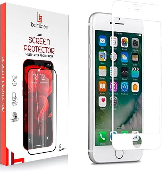 Babilden iPhone 8 İle Uyumlu Ekran Koruyucu Uçtan Kenara Tam Kapsama Dayanıklı Temperli Kırılmaz Cam Koruma