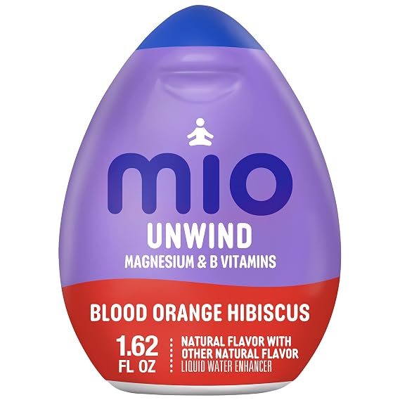 mio Unwind Liquid Water Enhancer, Blood Orange Hibiscus, 1.62 fl oz Bottle | Zero Sugar & Zero Calories, No Artificial Dyes, Magnesium & B Vitamins, Water Flavoring, Kosher, On-the-Go